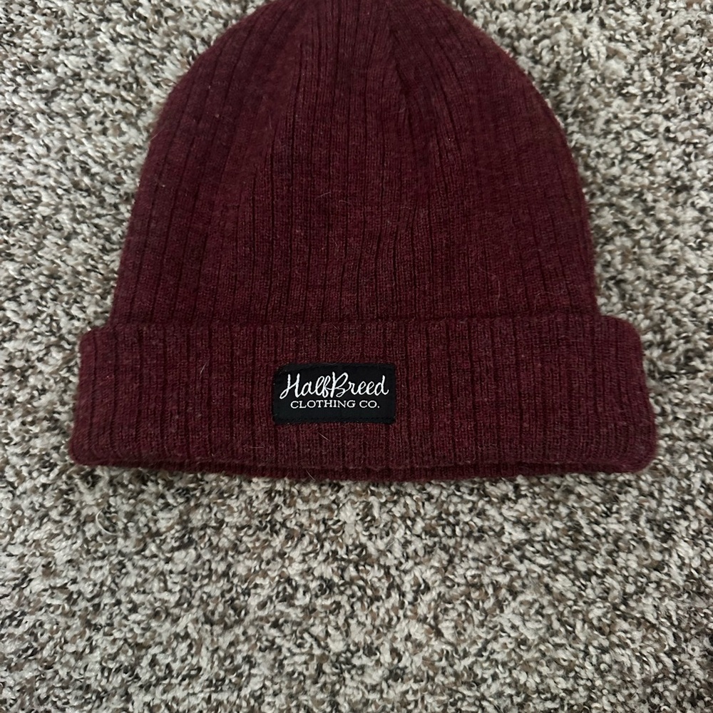 Red Knit Cuffed Beanie Hat